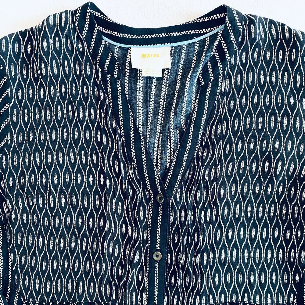 Anthropologie Maeve Calia black & white tunic top Womens 2 petite feminine flowy - Picture 4 of 13